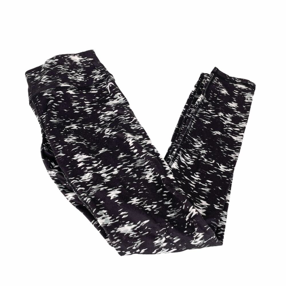 Head Pattern Leggings Size Small Black White